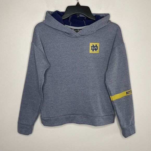 NOTRE DAME Hoodie Womens XS Under Armour Loose Twist Back Pockets Sweatshirt - Picture 1 of 7